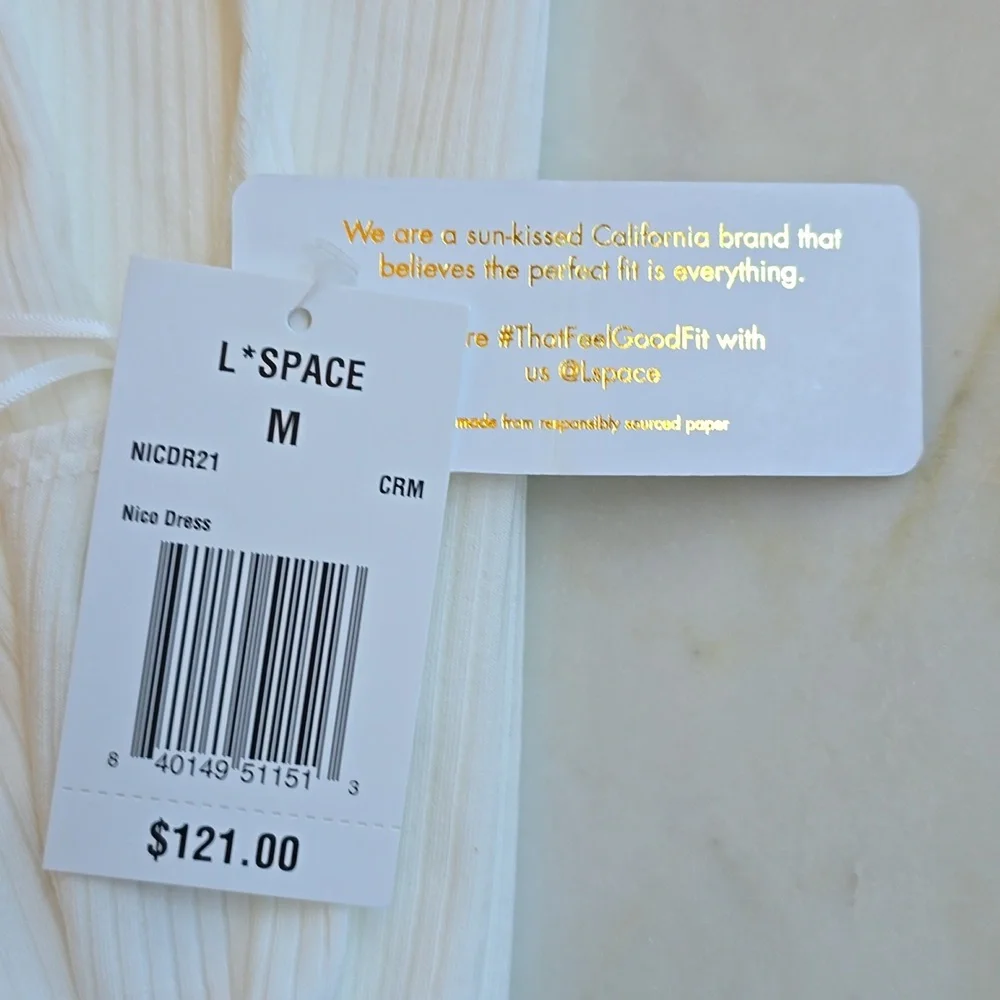 NWT L'Space Nico cut-out midi dress in cream size medium - Picture 11 of 14